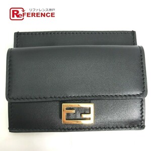 FENDI フェンディ 8M0423 バゲット カードホルダー 小銭入れ 財布 コインケース ブラック レディース【中古】