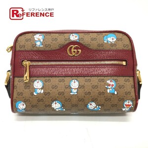 未使用 GUCCI グッチ 647784 ドラえもん x GUCCI GGスプリーム ショルダーバッグ ブラウン レディース【中古】