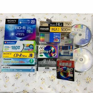 Y186 記録媒体 いろいろ　まとめ売り【未開封品】未使用保管品 フロッピーディスク BD-R DVD-RAM CD-R ビデオテープ カセットテープ SONY 