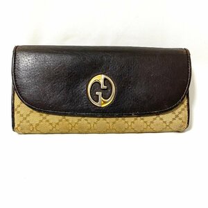 GUCCI グッチ レザー×キャンバス 長財布 245739・1147 財布 二つ折り L字 ファスナー ブラウン系 メンズ レディース 送料無料