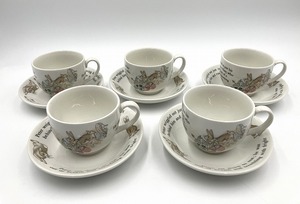 1円スタート□美品【WEDGWOOD/ウェッジウッド】ピーターラビット カップ＆ソーサー　5客セット コレクター放出品　□