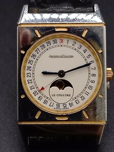 ★JAEGER-LECOULTRE/ジャガー・ルクルト　ポインターデイト　ムーンフェイズ　400.6.20 クォーツ　メンズ腕時計　動作未確認　1129OG