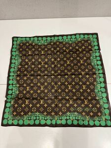 ★ LOUIS VUITTON ルイヴィトン スカーフ モノグラム ブラウン系 グリーン系 ブランド 中古品 1208NA