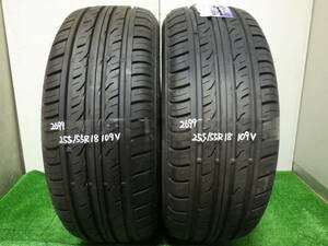 2699【10分山中古タイヤ】ダンロップ グラントレックPT3 255/55R18 2本　引き取り 取り付け可　　茨城持ち込みタイヤ交換可