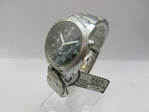 S【12-25】◎8【稼働品】時計店在庫品 SEIKO セイコー メンズクォーツ腕時計 SUS 7T27-7A40 黒文字盤 クロノグラフ デイト