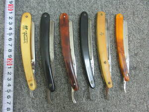 S【1-4】▼1 古いカミソリ 西洋剃刀 6点 ヘンケル PARKER RIBBON 他 / 理容 床屋 ビンテージ剃刀 髭剃り