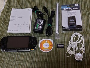 PSP 本体 バッテリー 充電器 メモリースティック イヤホン ストラップ 麻雀格闘倶楽部 本体説明書