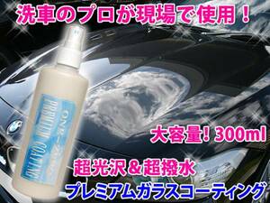  車 ガラスコーティング剤 300ml 送料無料 ONE-ZERO プロの現場の信頼性！水垢 ウロコ 雨染み 花粉シミ ウォータースポット 低減 