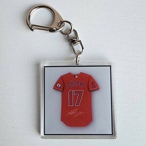 新品　MLB　大谷翔平　ロサンゼルス・エンゼルス　野球　ユニフォームキーホルダー　メジャーリーグ　アクリル　アウェイ　レッド　4cm