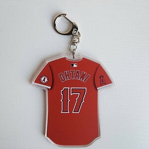 新品　MLB　大谷翔平　ロサンゼルス・エンゼルス　野球　ユニフォームキーホルダー　メジャーリーグ　両面印刷　アクリル　赤　10cm　RED