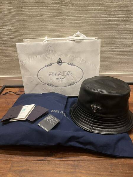 23aw PRADA プラダ ナッパ　レザー　バケットハット　帽子 ハット　leather hat