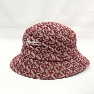 美品 【21FW】 Supreme シュプリーム Monogram Denim Crusher Hat モノグラム デニム クラッシャーハット ジャガード バケットハット