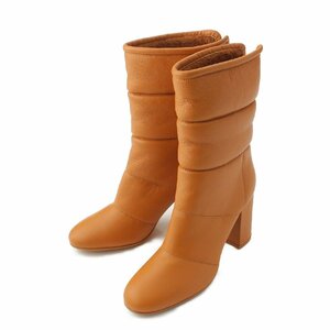 [Gianvito] Джанвито Росси Хаски Кожаный буровой лайнер Mouton Boots Camel 39 [Используется] [Подлинная гарантия] 195094