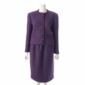 [ Chanel ]Chanelklie-shon Vintage setup jacket skirt purple 10 [ used ][ regular goods guarantee ]196746