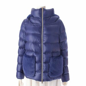 [ hell no]Herno 21AW eko fur hood down jacket PI1288D blue 40 [ used ][ regular goods guarantee ]196788