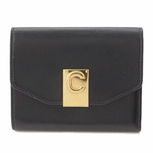 【セリーヌ】Celine　Cスモール カーフウォレット 三つ折り財布 10C723BQ8.38NO ブラック 【中古】【正規品保証】196265