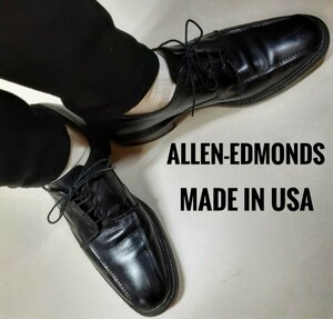 最値!定8万!アメリカUSA製!アレン・エドモンズ(Allen Edmonds)高級カウレザー Uチップドレスシューズ!コレクターズモデル!ブラック!黒 27.5