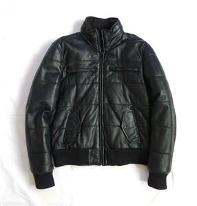 ◆ZARA/ザラ 中綿ライダーズ レザー シングル ジャケット 暖か 黒 L◆