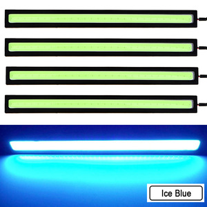【４個セット】 LED デイライト バーライト COB 全面発光 (アイスブルー) / 17㎝ 12V 両面テープ付き 防水