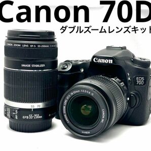 極美品　Canon EOS 70D ダブルズームレンズセット♪安心フルセット♪Wifi機能搭載♪スマホとつながる♪