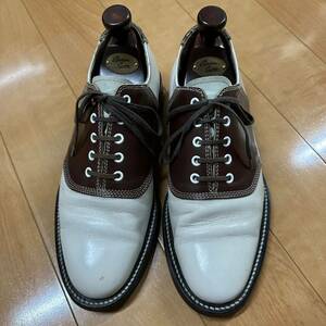 希少 ジュビリーシューズ Jubilee Shoes サドル シューズ 90s レザー 茶 白 7 1/2 25.5㎝位 ロカビリー/クリームソーダ 50s ドライボーンズ