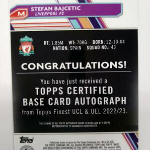 値下げ TOPPS 2022-23 FINEST UEFA CLUB COMPETITION A-SB STEFAN BAJCETIC RC AUTO REFRACTOR 特価 ステファン バイテチェッチ 直筆サインの画像2