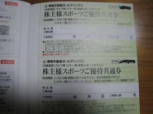 東急不動産 株主スポーツ優待共通券 ２枚セット☆東急スポーツオアシス☆ニセコ・塩原・那須・たんばらスキー場