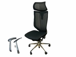 オカムラ バロン ヘッドレスト付 オフィスチェア ブラック 椅子 背メッシュ 2011年製 本体 デスクチェア イス 椅子 高級 高品質 店頭引取可