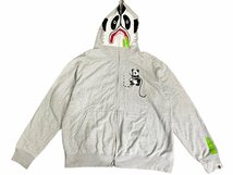 A BATHING APE アベイシングエイプ パンダ シャーク ジップアップ パーカー グレー XL 洋服 上着 ブランド ファッション トップス メンズ_画像1