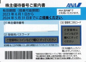 ANA株主優待券（50％割引券）1枚　　期限24年5月31日　　送料無料