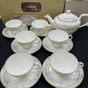 ★☆Noritake ノリタケ BONE CHINA APHRODITE アフロディーテ カップ&ソーサー 6客 ティーポット 食器 花柄 金彩 #12758BB☆★