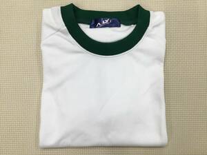 AL-HRGL 新品【長吉西中学校】スポーツウェア サイズ L /白×緑/半袖/丸襟/ラグラン袖/AILY/男女兼用/体操着/体操服/中学校/高校生