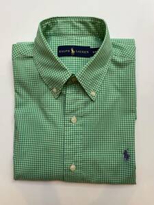 Ralph Lauren Polo ラルフローレン　ポロ　ボタンダウンシャツ　美品　ギンガムチェック　緑　Sサイズ