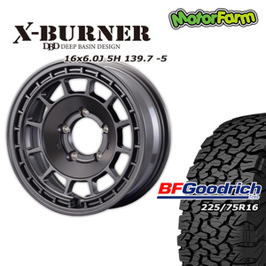 X-BURNER マットガンメタリック 16×6.0J/5H -5 グッドリッチ All-Terrain T/A KO2 225/75R16 4本セット