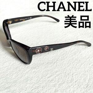 R-695 美品 CHANEL シャネル サングラス メガネ 眼鏡 カメリア ココマーク 5187-H-A べっ甲柄 ブラウン 茶色 ケース付き 箱付き