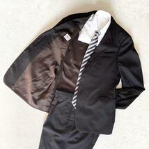R-711 美品 ARMANI COLLEZIONI アルマーニコレツォーニ スーツ セットアップ XLサイズ 54サイズ 黒 ブラック ストライプ シングル _画像2
