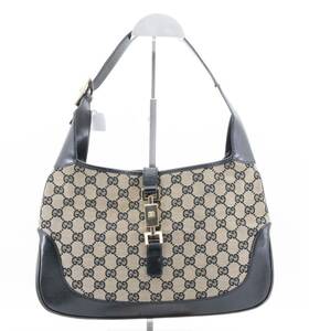 1円 GUCCI　グッチ　ジャッキー　GGキャンバス　レザー　ショルダーバッグ　肩掛け　ワンショルダー　ハンドバッグ　001.3306　23-7507