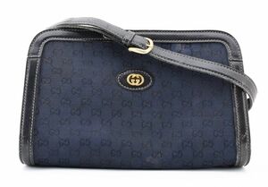 1円 美品 GUCCI ヴィンテージ グッチ オールドグッチ GGキャンバス レザー ショルダーバッグ 斜めかけ ポシェット ロゴ 23-7499