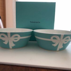 ティファニー Co TIFFANY&Co. ベア　ブルーボックス 食器 ブルーリボン リボン 小物 ボウル　2個　セット　美品　皿　ブルーボックス　