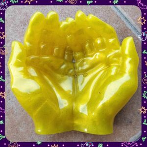 ◆【黄色×ラメ】灰皿 手 手形 小物入れ 皿 イエロー ラメ シンプル