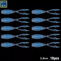Vフライ風 アジング ワーム ブルー 夜光 蓄光 ナイトゲーム 10個セット ソフトルアー メバリング 甲殻類 アミ エビ カニ イカ タコ_画像1
