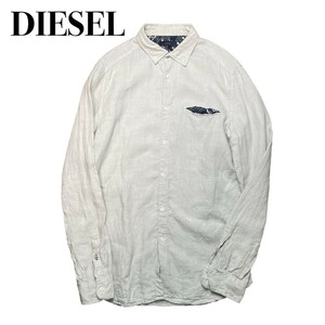 DIESEL ディーゼル　長袖リネンシャツ L相当 ベージュ バンダナ柄