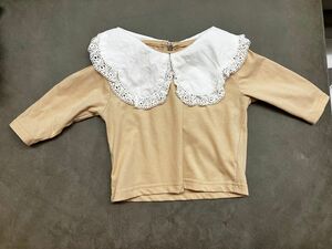 ガーリー女の子 襟付きトップス 80cm 長袖 フリル ブラウス 春服