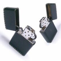 【1円】ZIPPO ジッポー 未使用 黒 本革レザージャケットタイプ ジッポ オイルライター 箱 取扱説明書 ap8760【一円スタート】_画像5