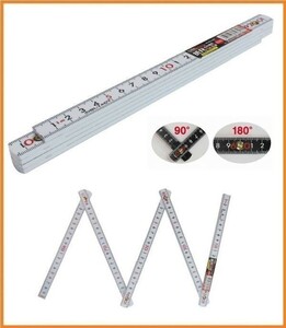 DBLTACT ファイバー折尺(cm) 1m(5折)　DT-FOJ-WH グラスファイバー入り ホワイト 折尺 定規 差し 建築用 物差し 鉄筋 ガイド