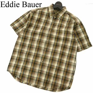 Eddie Bauer エディーバウアー 春夏★ 半袖 ボタンダウン チェック シャツ Sz.M　メンズ アウトドア　A2T08881_8#A