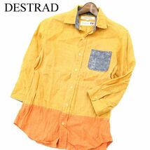 DESTRAD RUPERT ルパート 春夏 麻100%★ 7分袖 切替デザイン フレンチ リネン シャツ Sz.M　メンズ　A2T09148_8#A_画像1