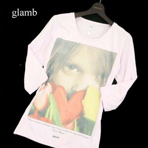 glamb gram spring summer girl flower photo print * 7 minute sleeve cut and sewn T-shirt Sz.2 men's made in Japan A3T08002_7#D