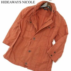 HIDEAWAYS NICOLE ハイダウェイ ニコル 春夏 襟ワイヤー★ フード収納 7分袖 ワーク シャツ ジャケット Sz.48　メンズ　A3T07193_6#M