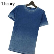 Theory セオリー 春夏 半袖 インディゴ染め★ USED加工 ストレッチ カットソー Tシャツ Sz.S　メンズ　A2T08926_8#D_画像1